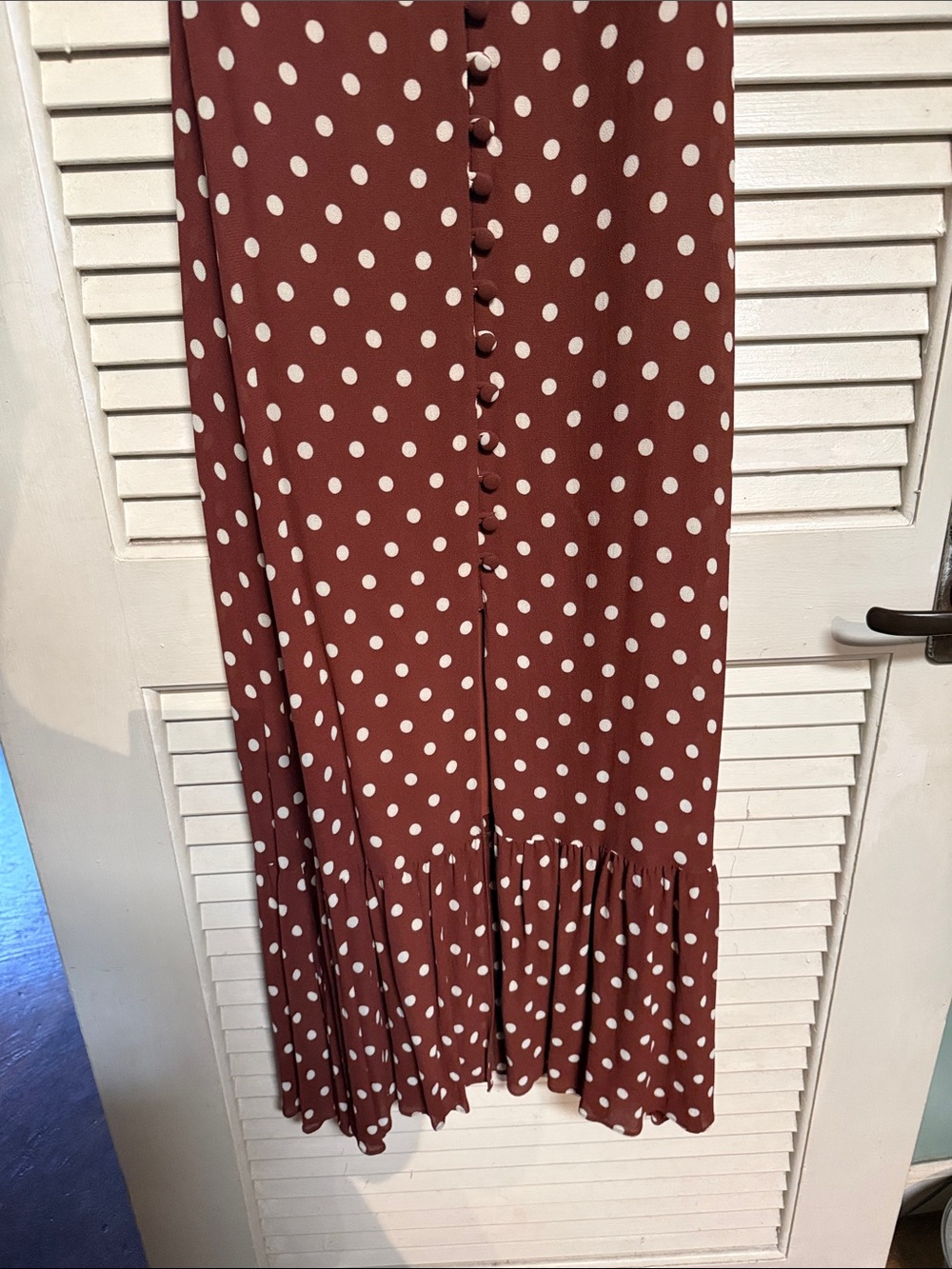 Reformation Charles Brown and White Polka Dot Midi Dress - Picture 6 of 10